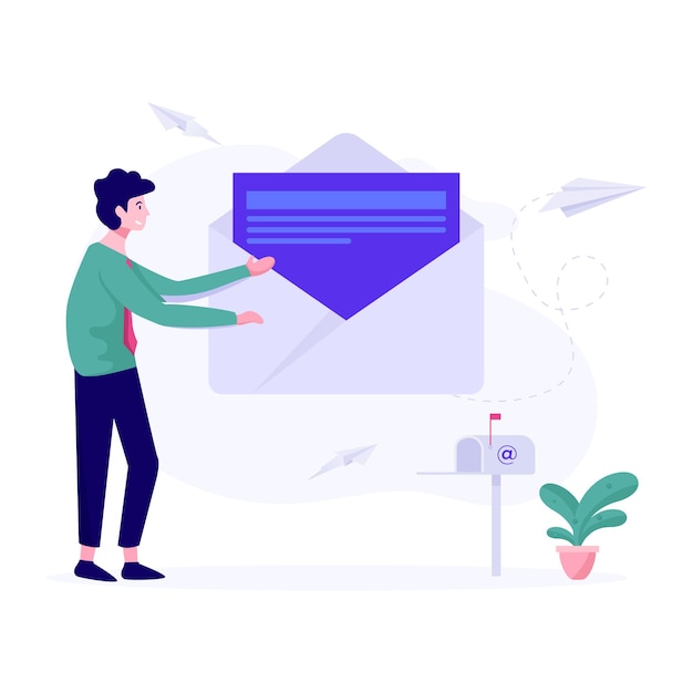 Digital marketing concept vector email marketing in flat illustration