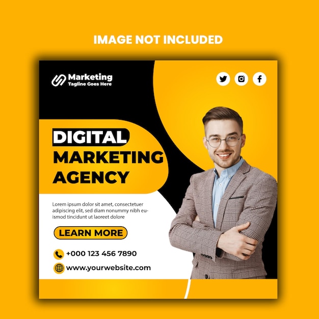 Banner di instagram o modello di post sui social media per l'agenzia di marketing digitale e aziendale.