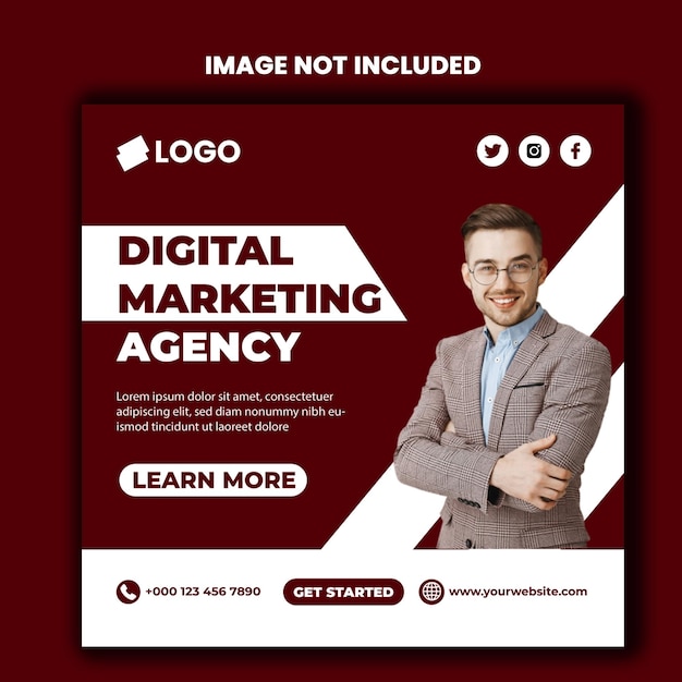 Digital marketing and corporate business agency instagram banner or social media post template.