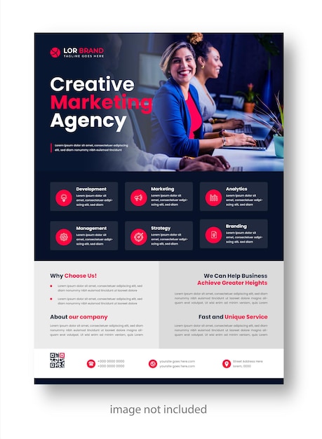 digital marketing corporate modern business flyer design template with red color