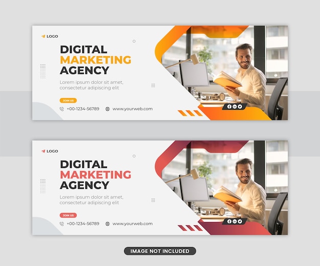 Modello di progettazione di banner web di copertina di social media aziendali di marketing digitale