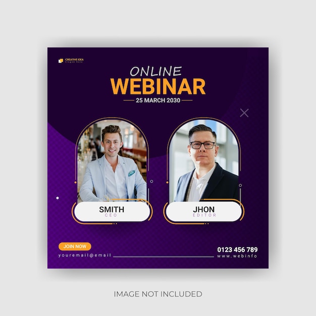디지털 마케팅 기업 소셜 미디어 라이브 웨비나 및 Instagram 포스트 템플릿 프리미엄 벡터