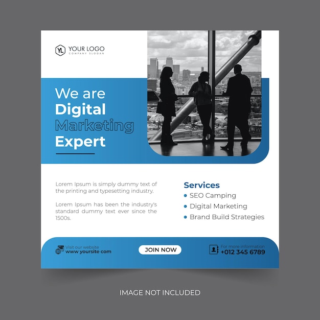 Digital marketing corporate social media post, live webinar and Instagram post template