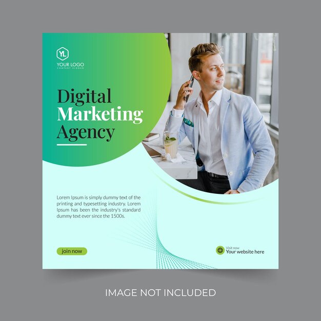 Vector digital marketing corporate social media post, live webinar and instagram post template