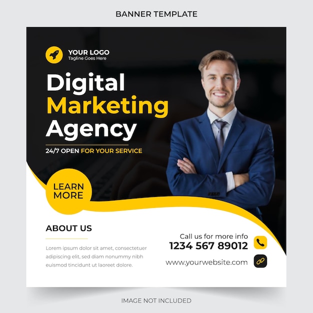 Digital marketing and corporate social media post and web banner design template premium vector