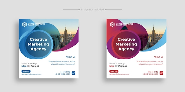 Digital marketing corporate social media post and web banner set