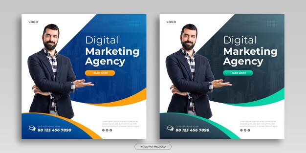 Vector digital marketing and corporate social media post and web banner template