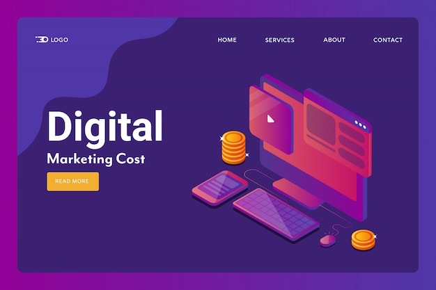 Vector digital marketing cost landing page