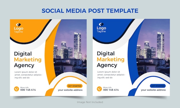 Digital marketing or creative marketing yellow banner design. corporate social media post design