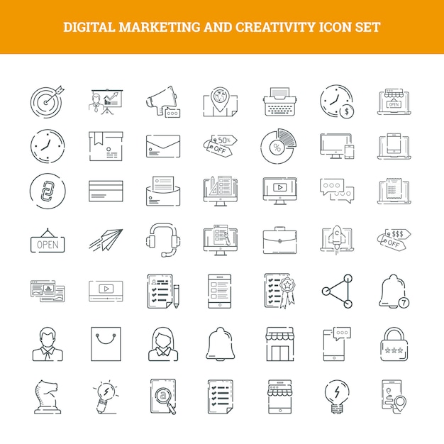 Vector digital marketing and creativity icon set