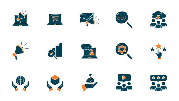 Digital marketing doodle icon collections Marketing illustration set