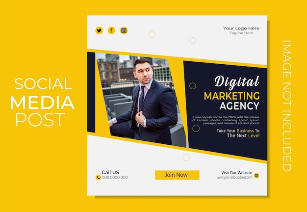 Digital marketing expert agency and corporate social media post banner design template