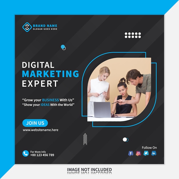 Vector digital marketing expert or agency webinar social media template design