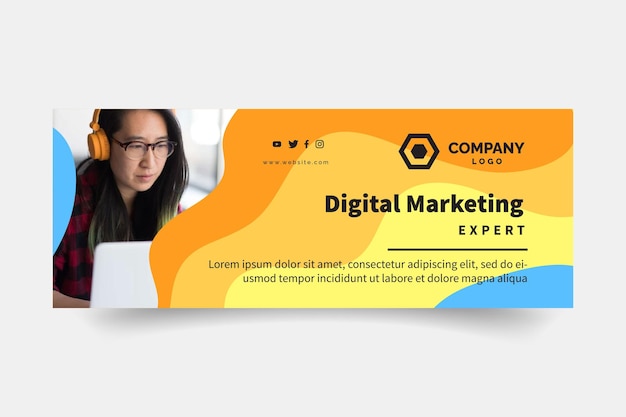 Vettore esperto di marketing digitale e bellissimo banner