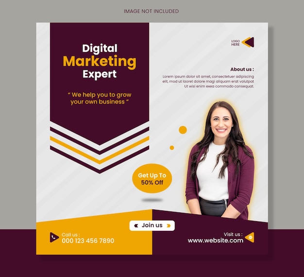 Digital marketing expert business flyer square instagram social media post banner Premium Vector