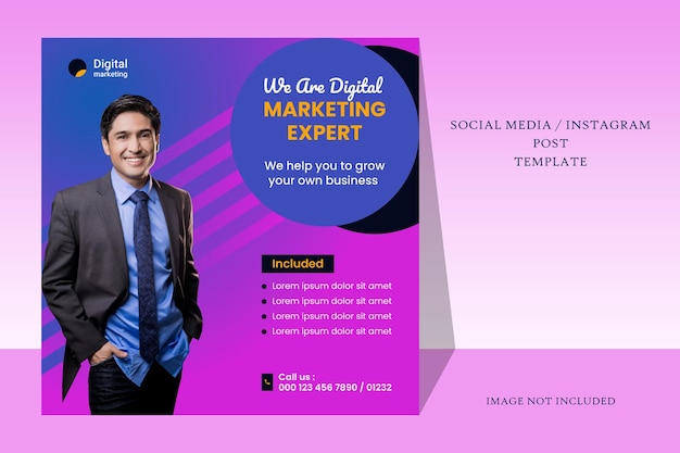 Digital marketing expert and corporate business social media post or web banner and flyer template