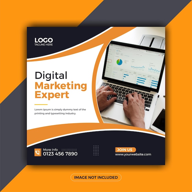 Digital marketing expert and corporate social media post square banner template