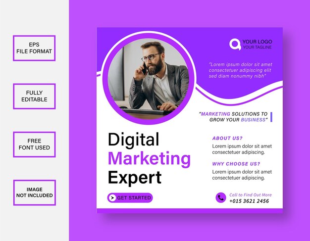 Digital marketing expert and corporate social media post template