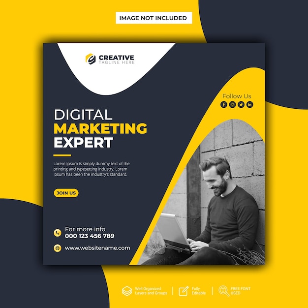 Vector digital marketing expert and corporate social media post template