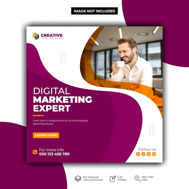 Digital marketing expert and corporate social media post template