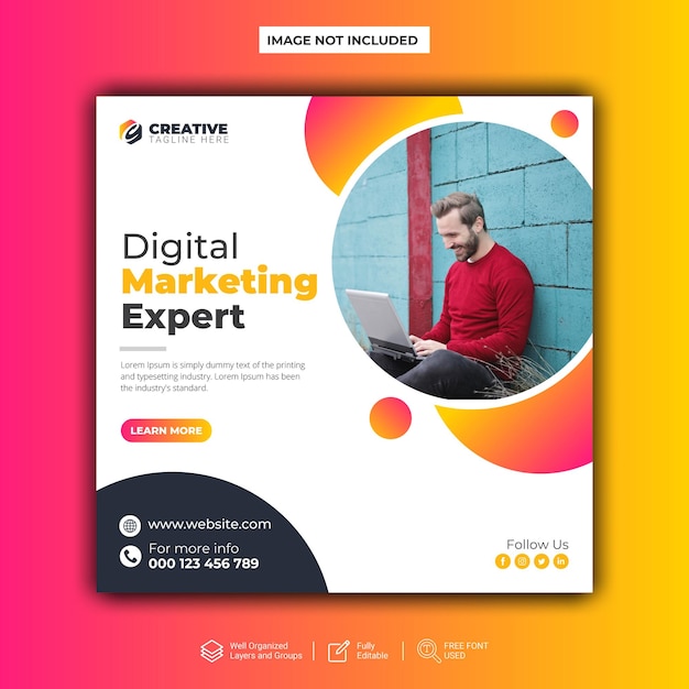 Vector digital marketing expert and corporate social media post vector template