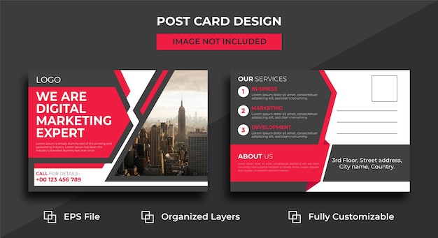 Digital marketing expert postcard design template