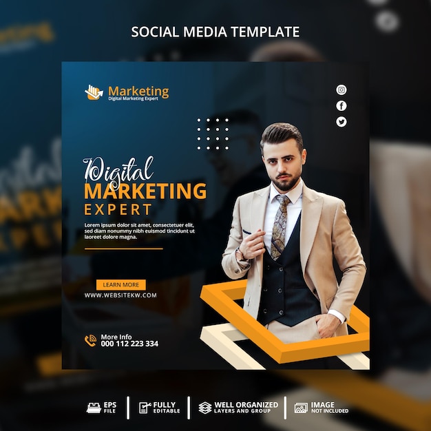 Digital marketing expert social media banner template