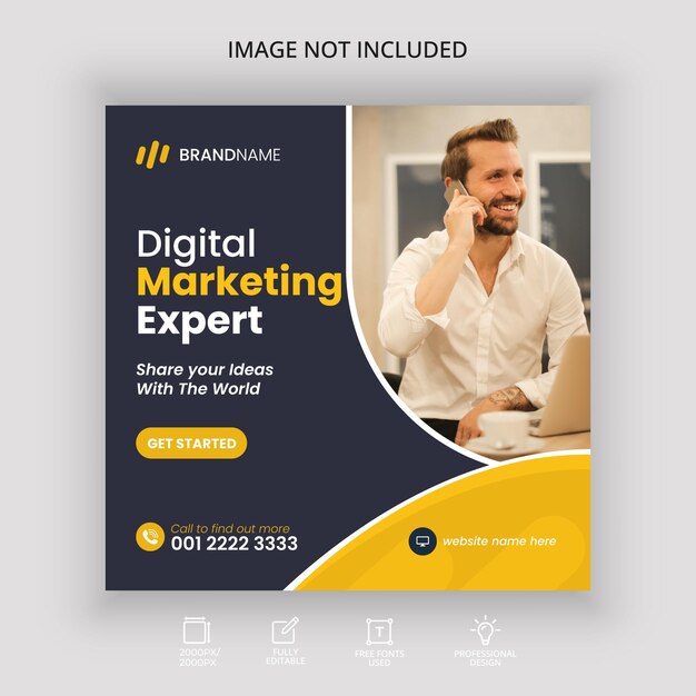 Digital marketing expert social media and instagram post banner template