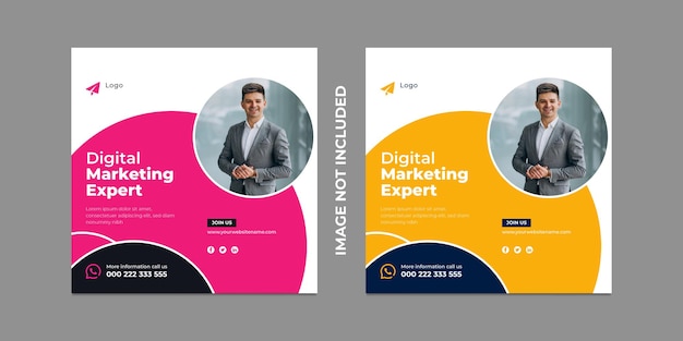Digital marketing expert social media post and banner template design