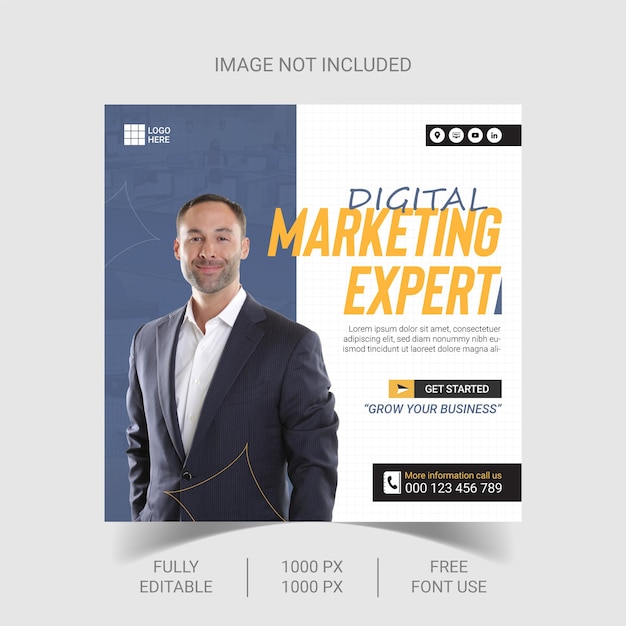 Vector digital marketing expert social media post template