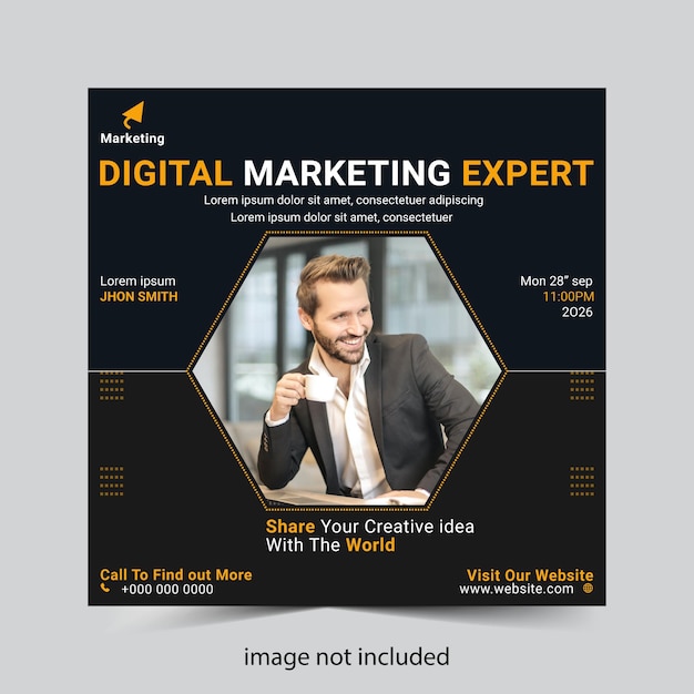 Digital marketing expert webinar and corporate social media post template