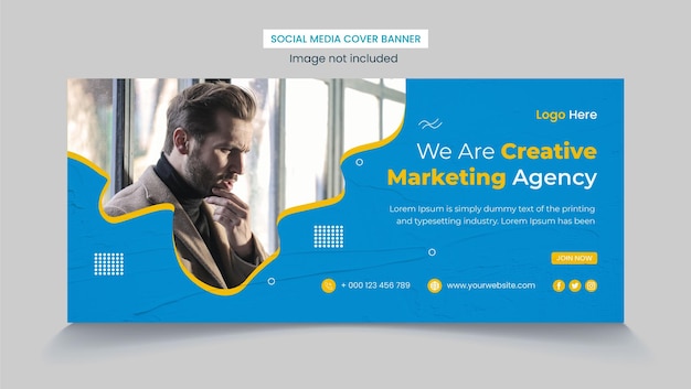 Цифровой маркетинг Facebook обложка баннера и веб-баннер премиум-векторный шаблон