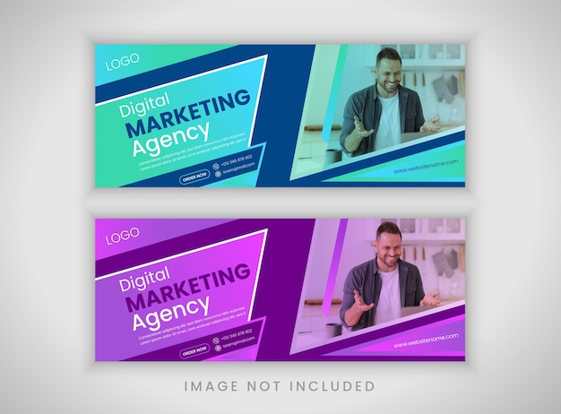 digital marketing facebook cover design with gradient color or web banner for digital marketing