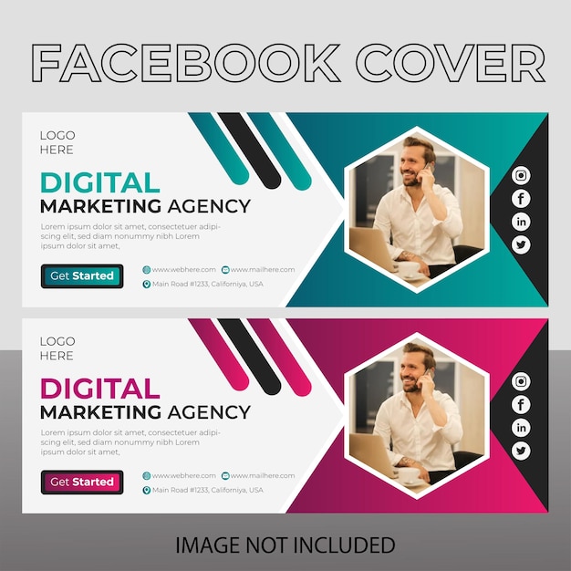 Design del modello di copertina di facebook di marketing digitale