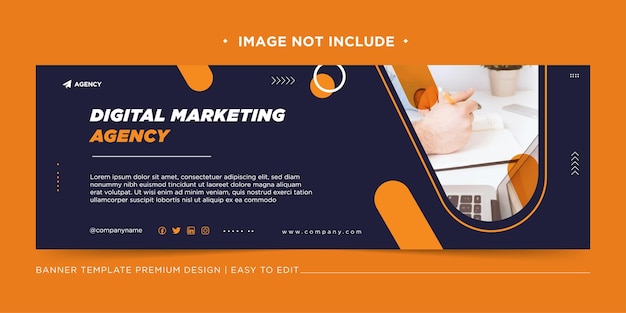 Marketing digitale facebook moderno semplice con modello di banner blu scuro e arancione beground 2