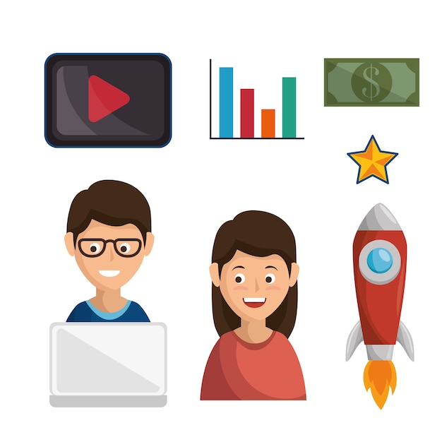 Digital marketing flat icons