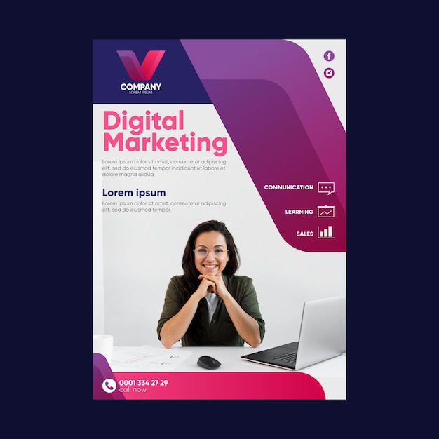 Vector digital marketing flyer template