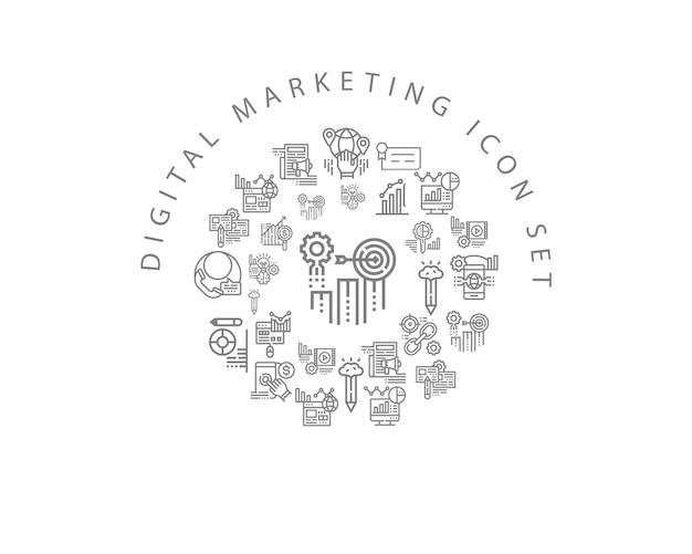 Progettazione del set di icone di marketing digitale