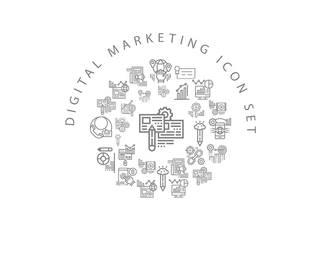 Progettazione del set di icone di marketing digitale