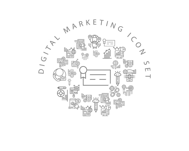 Digital marketing icon set design