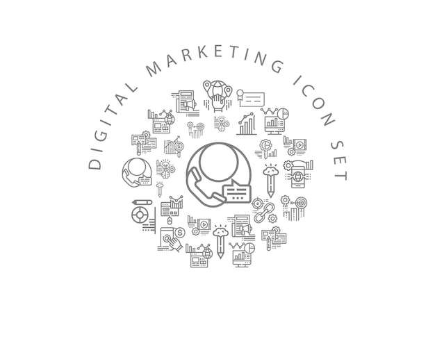 Digital marketing icon set design