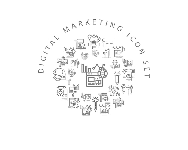 Progettazione del set di icone di marketing digitale