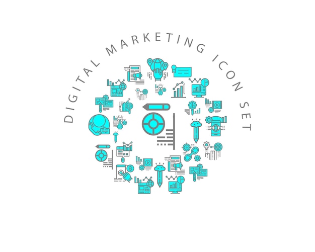 Digital marketing icon set design
