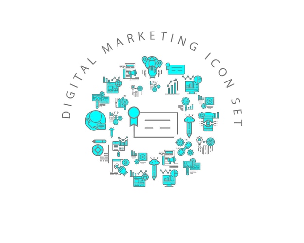 Digital marketing icon set design