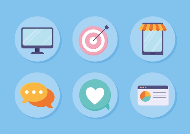 Digital marketing icons collection