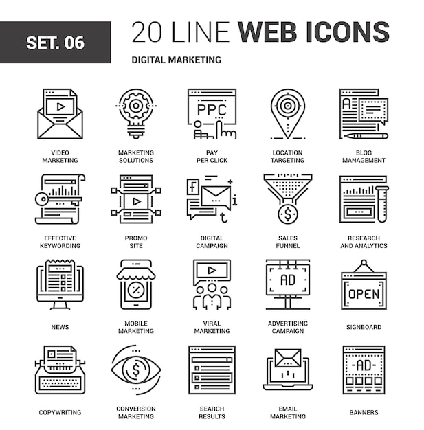 Vector digital marketing icons