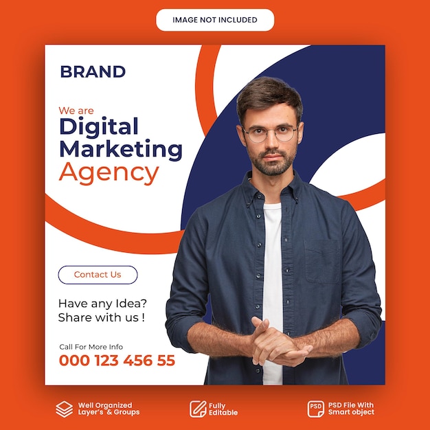 Progettazione di post instagram di marketing digitale o design di banner