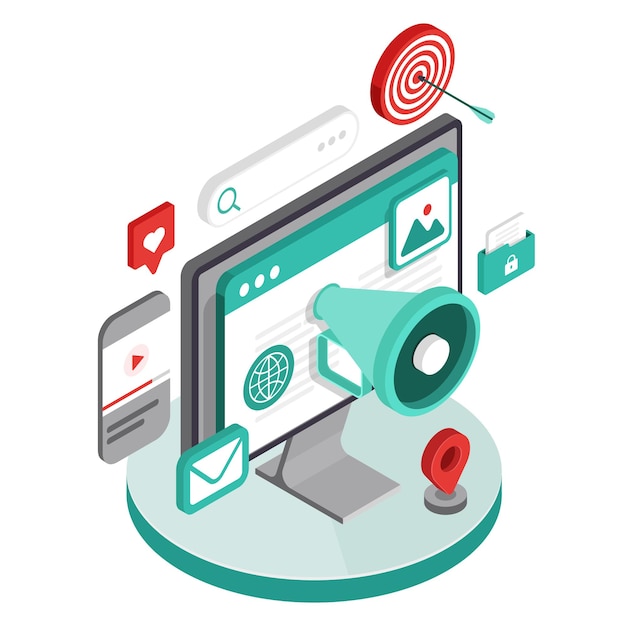 digital marketing isometric illustration