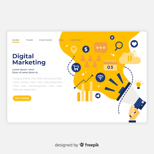 Vector digital marketing landing page