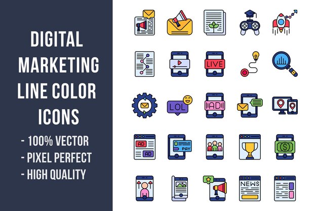 Digital Marketing Line Color Icons